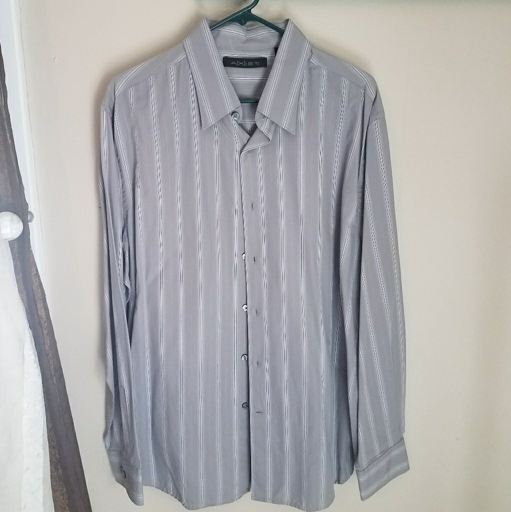Men's gray striped dress shirt